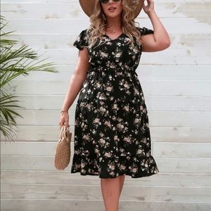 New SHEIN Floral Print Ruffle Hem A-line 4XL 20